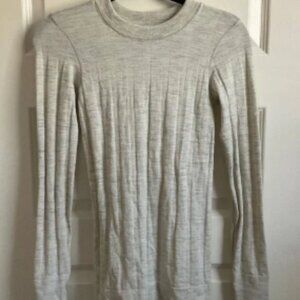 Athleta Ribbed Wool Blend Sweater - Cream/Grey - Size XS